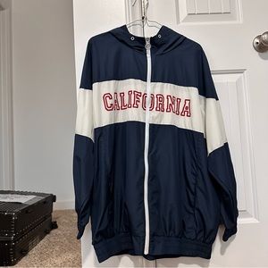 ZARA FRONT TEXT RAINCOAT NAVY BLUE SIZE M